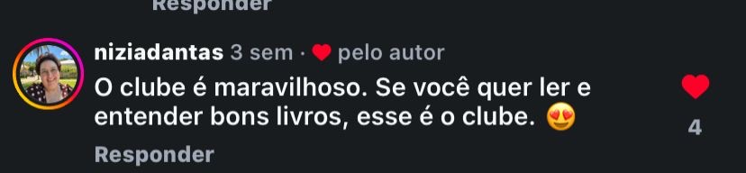 Comentário no Instagram sobre o clube