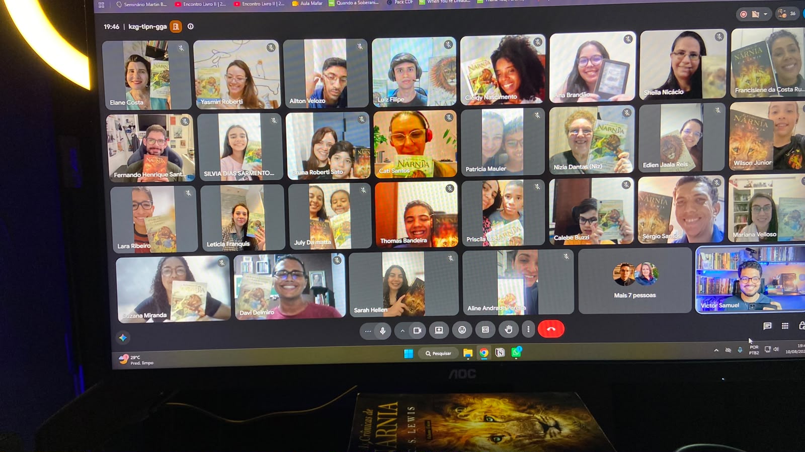 Tela de um encontro do clube